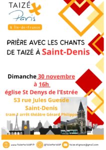 Prière avec les chant de Taizé à Saint-Denis